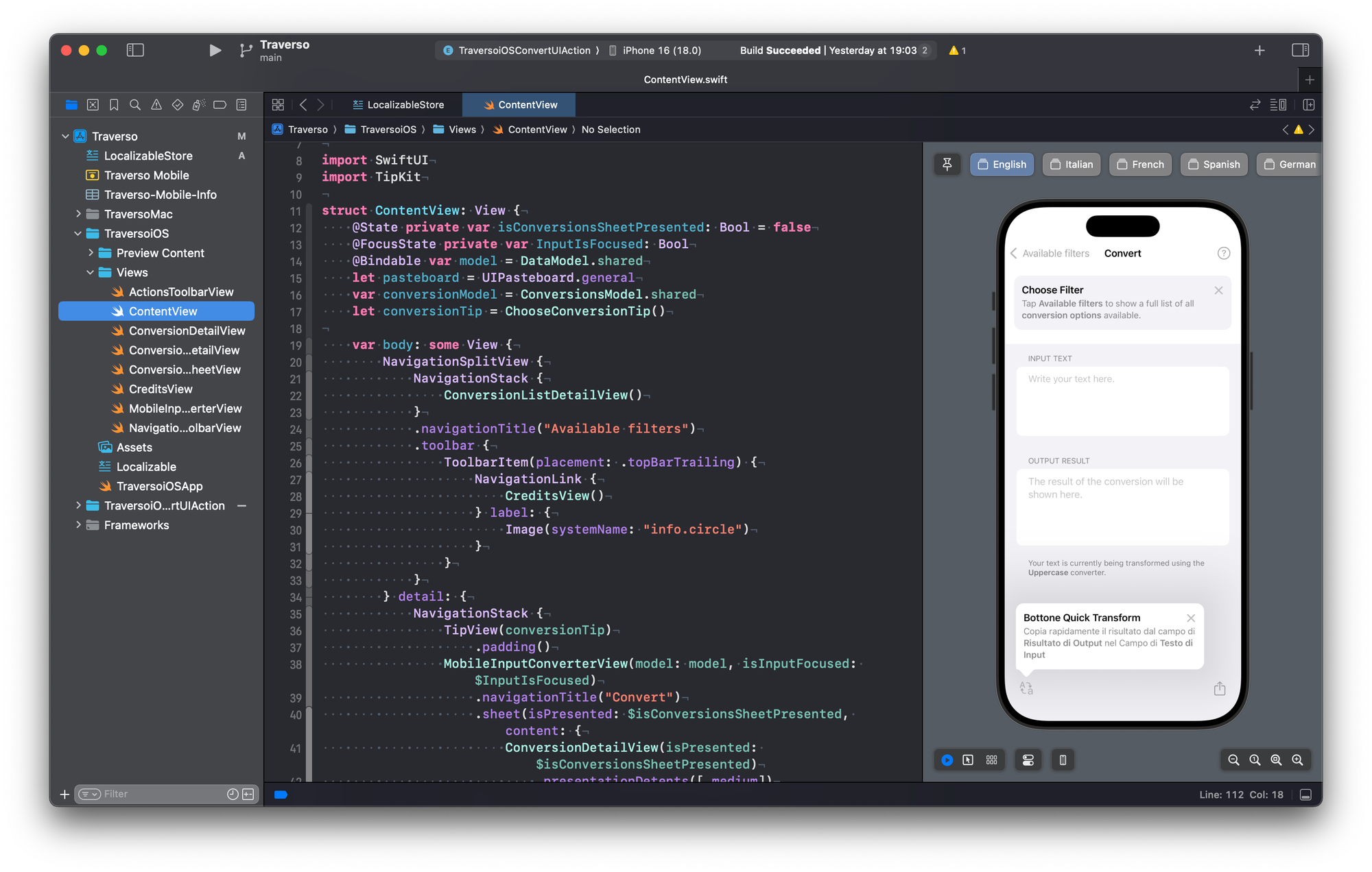 A screen from the Xcode editor